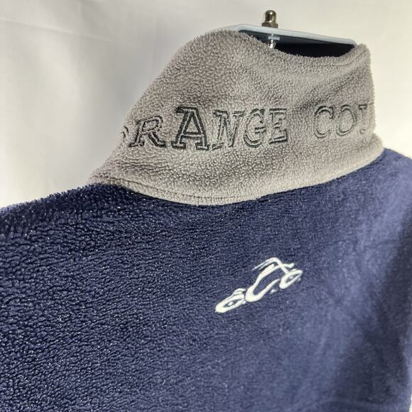 VINTAGE ORANGE COUNTY CHOPPERS MOTORCYCLE FLEECE 1/4 ZIP 2XL Y2K PULLOVER - Picture 5 of 11